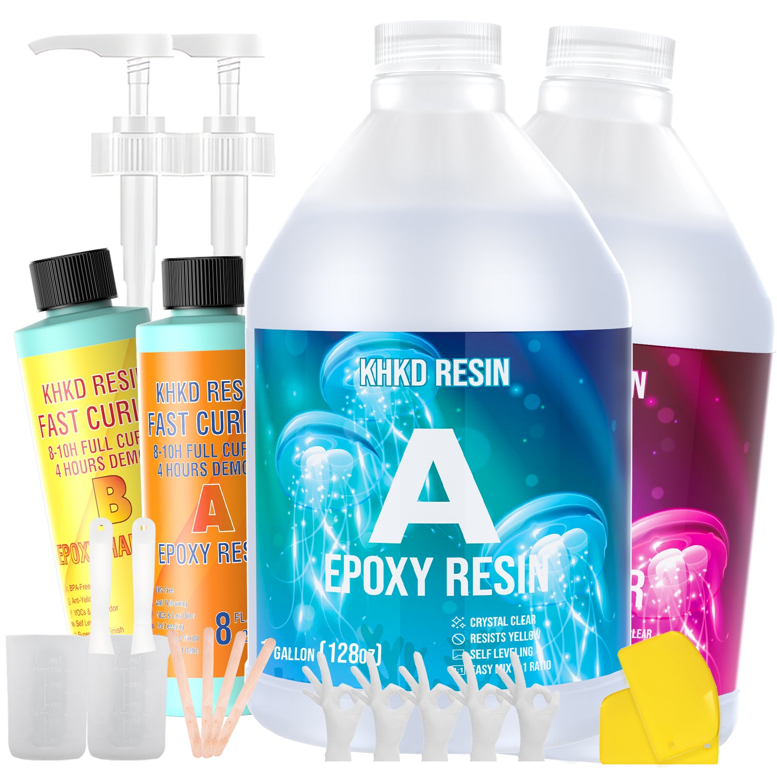 KHKD Art Resin Kit โ Crystal Clear for Art & Crafts (Buy 1 Get 1 Free Fast Cure Resin 16oz)