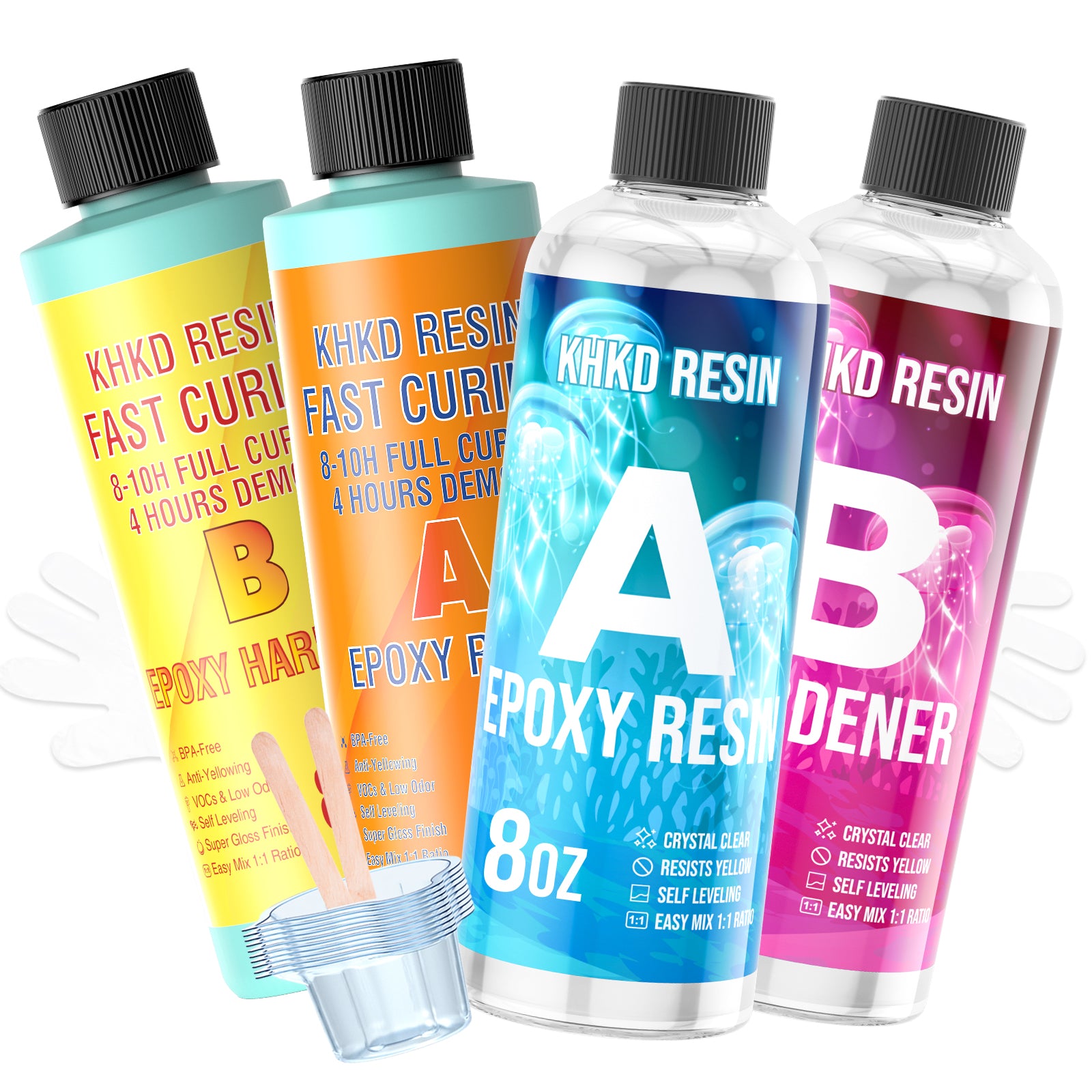 KHKD Art Resin Kit โ Crystal Clear for Art & Crafts (Buy 1 Get 1 Free Fast Cure Resin 16oz)