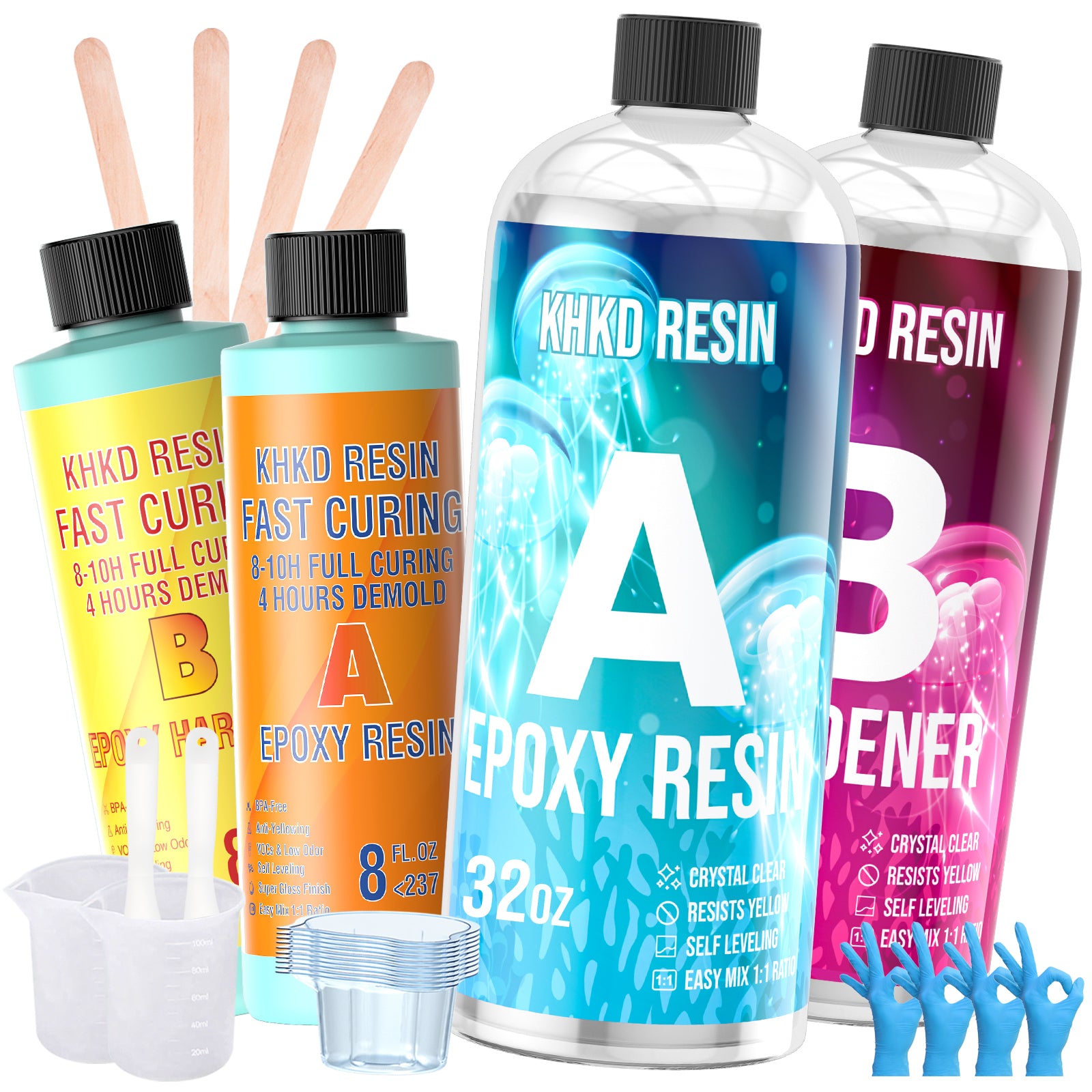 KHKD Art Resin Kit โ Crystal Clear for Art & Crafts (Buy 1 Get 1 Free Fast Cure Resin 16oz)