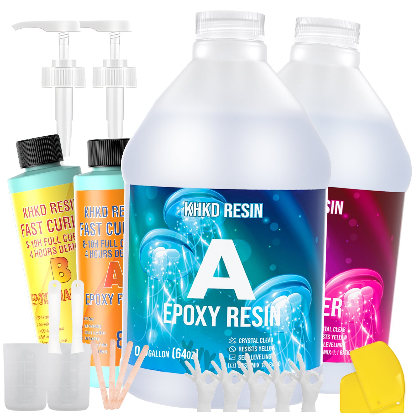KHKD Art Resin Kit โ Crystal Clear for Art & Crafts (Buy 1 Get 1 Free Fast Cure Resin 16oz)