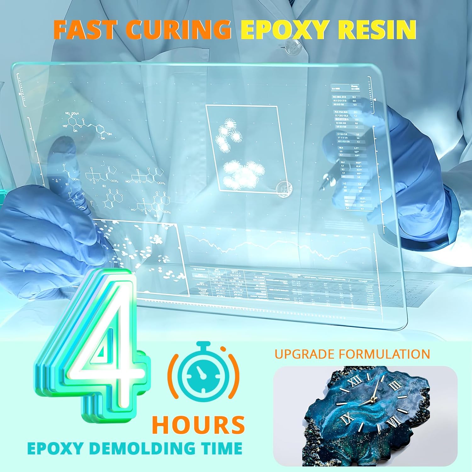 KHKD Fast Cure Epoxy Resin โ 4 Hour Demold, Upgrade Formula, Fast Curing, Ideal for Professional Art and Craft Project