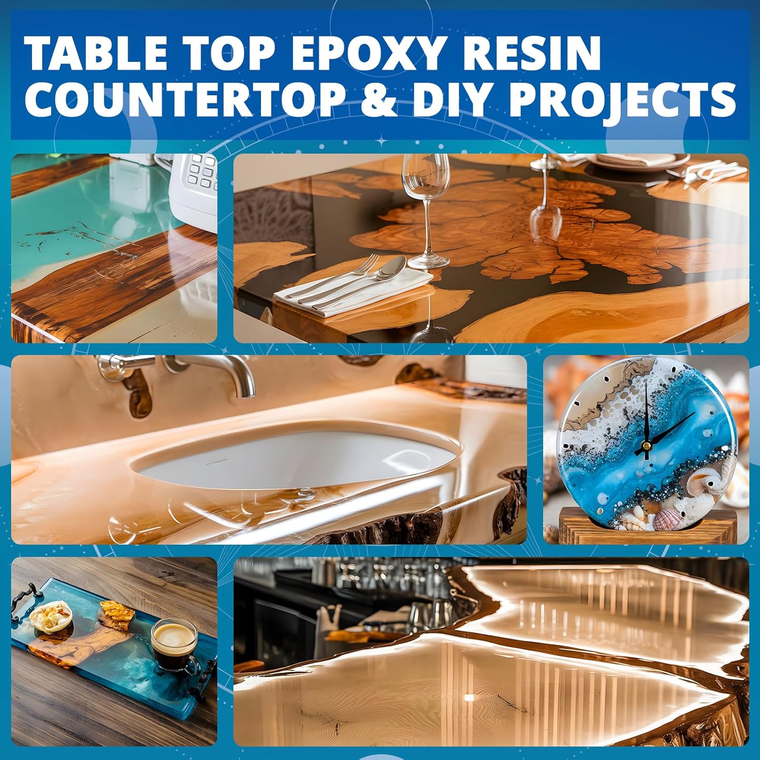 KHKD Tabletop Epoxy Resin for DIY Projects โ Ideal for Countertops, Dining Tables, Sinks, Clocks, and Home Dรฉcor Surfaces