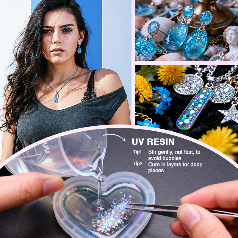 KHKD Resin Crystal Clear UV Resin Jewelry Kit