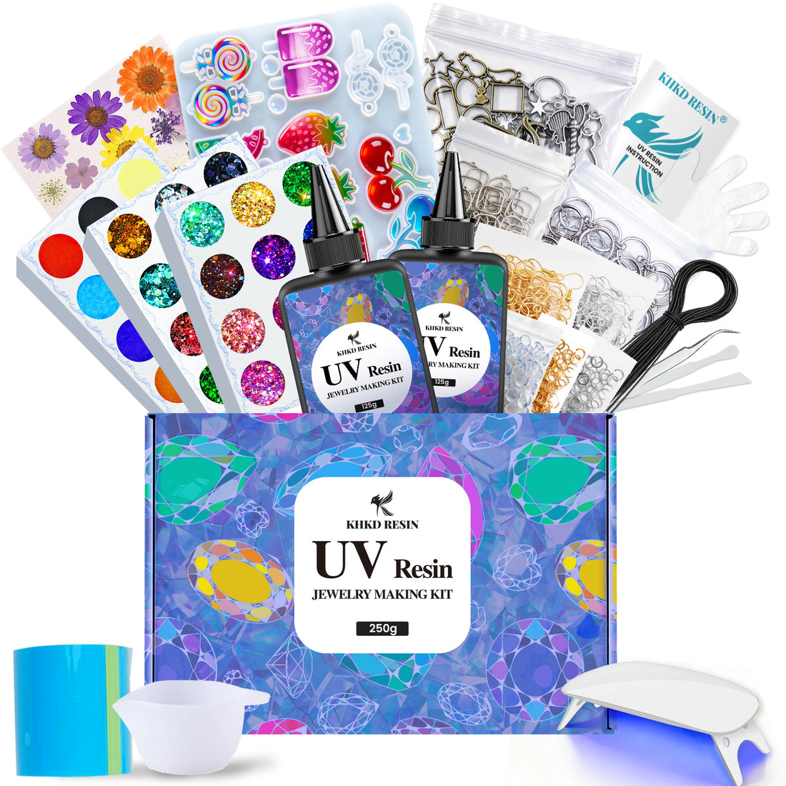 KHKD Resin Crystal Clear UV Resin Jewelry Kit