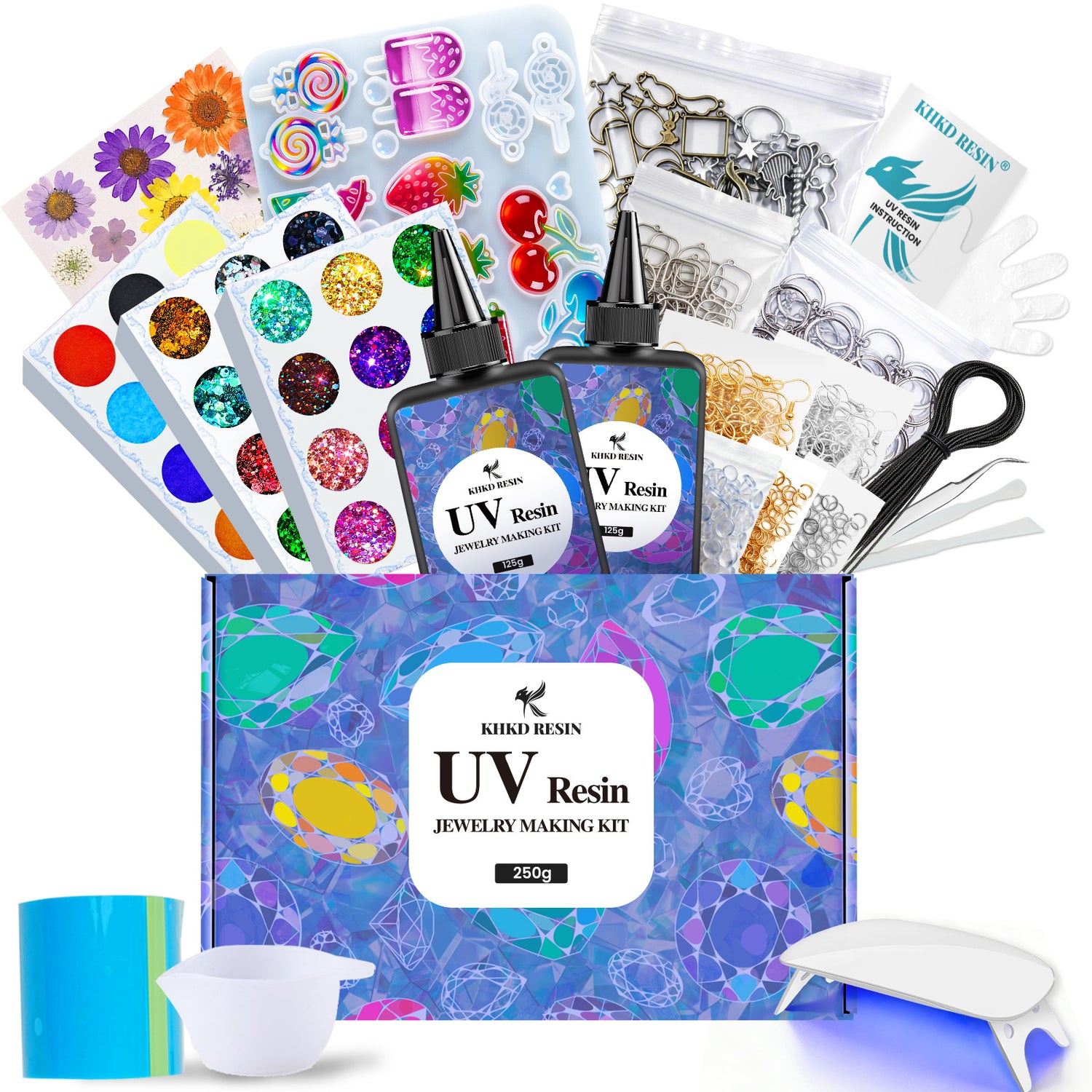 KHKD Resin Crystal Clear UV Resin Jewelry Kit
