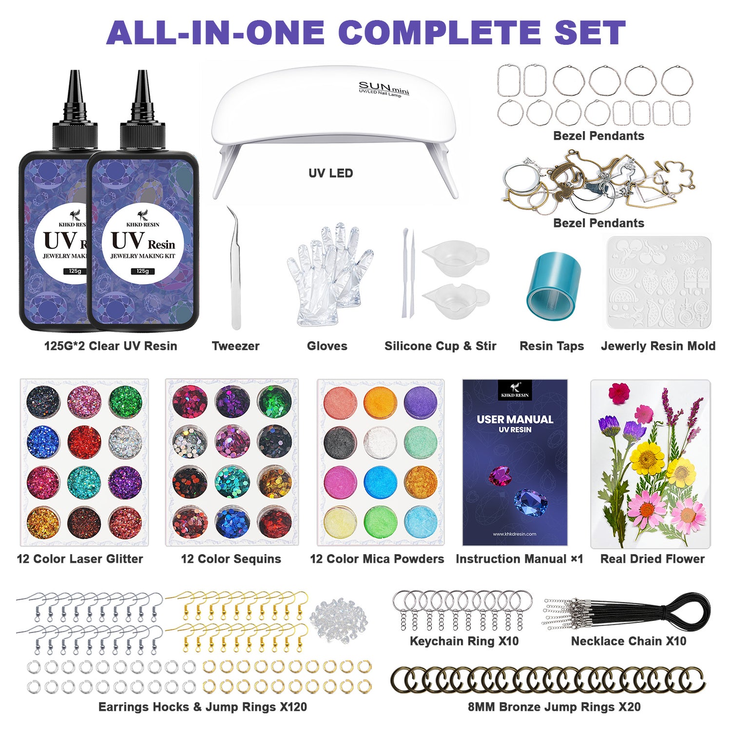 KHKD Resin Crystal Clear UV Resin Jewelry Kit