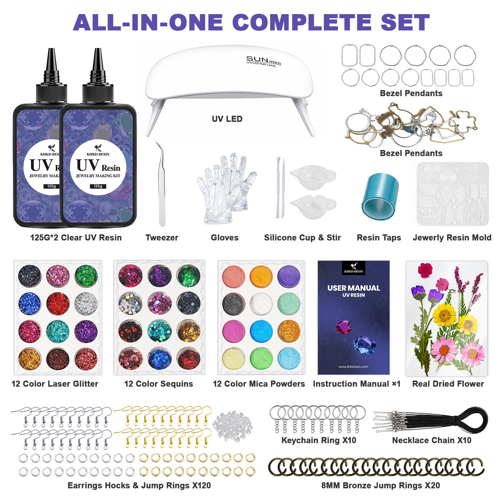 KHKD Resin Crystal Clear UV Resin Jewelry Kit