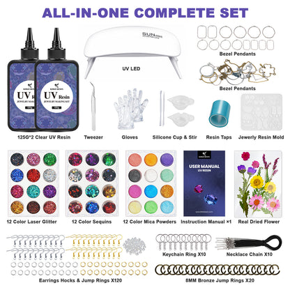 KHKD Resin Crystal Clear UV Resin Jewelry Kit