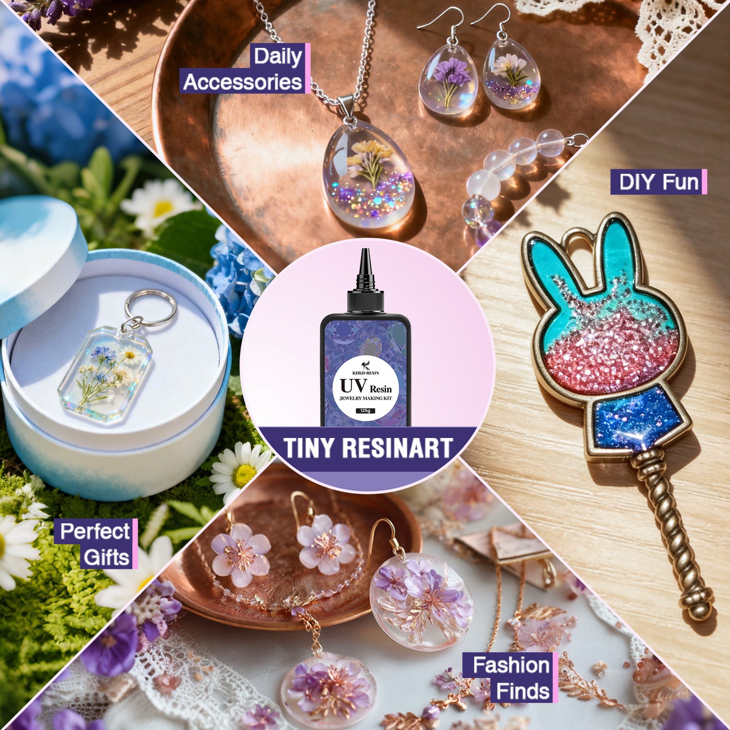 KHKD Resin Crystal Clear UV Resin Jewelry Kit