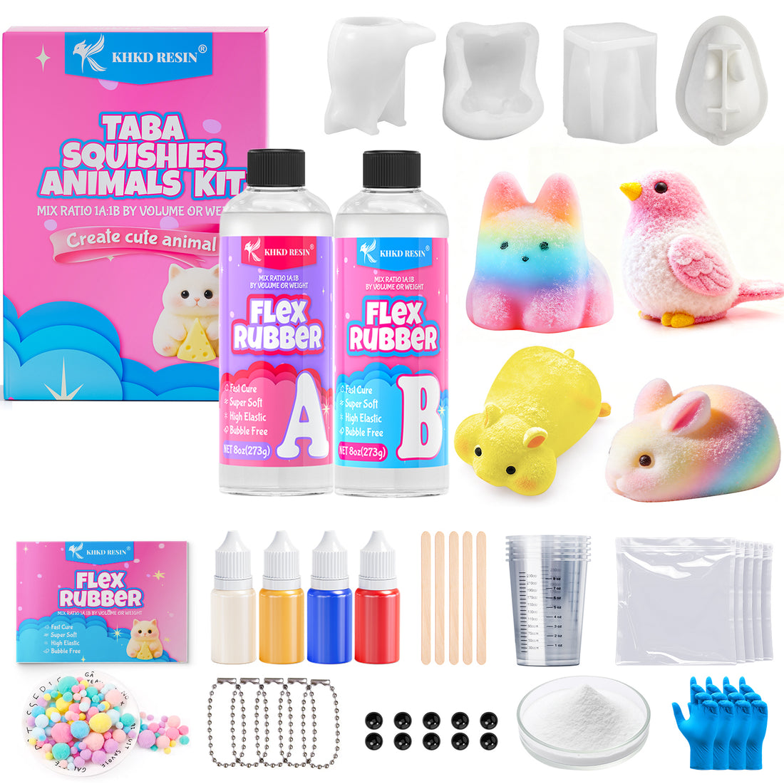 4 Cute Animals Taba Squishy Making All-in-one Kit