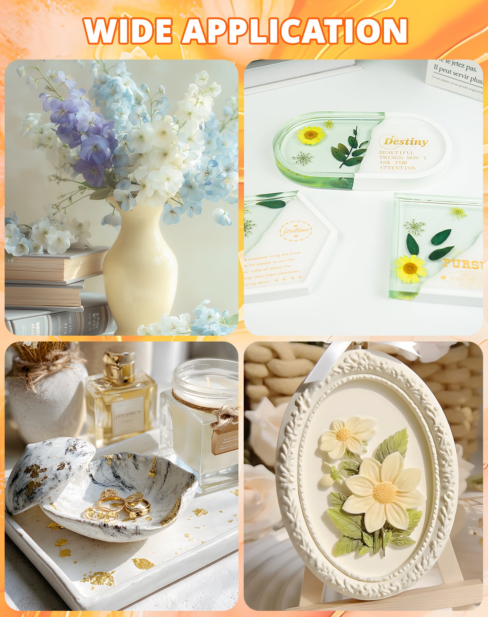 KHKD Resin Casting Powder Kit Application – For DIY crafts, vases, trays, candles, decorative art, ornaments