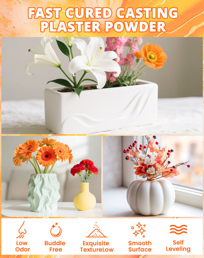 KHKD Resin Casting Powder Kit Features – Fast cured plaster, low odor, bubble free, smooth, self leveling for DIY