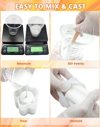 KHKD Resin Casting Powder Kit Process – Easy mix and cast, measure, stir, pour into mold, quick demold for DIY crafts