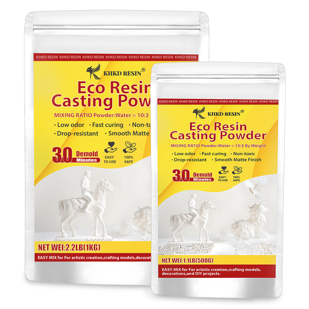 KHKD Resin Casting Powder Kit – Fine Plaster, 3:1 Mix Ratio, 25–30 Min Demold, 2 Hr Cure, 500g, 1000g, 3000g Sizes