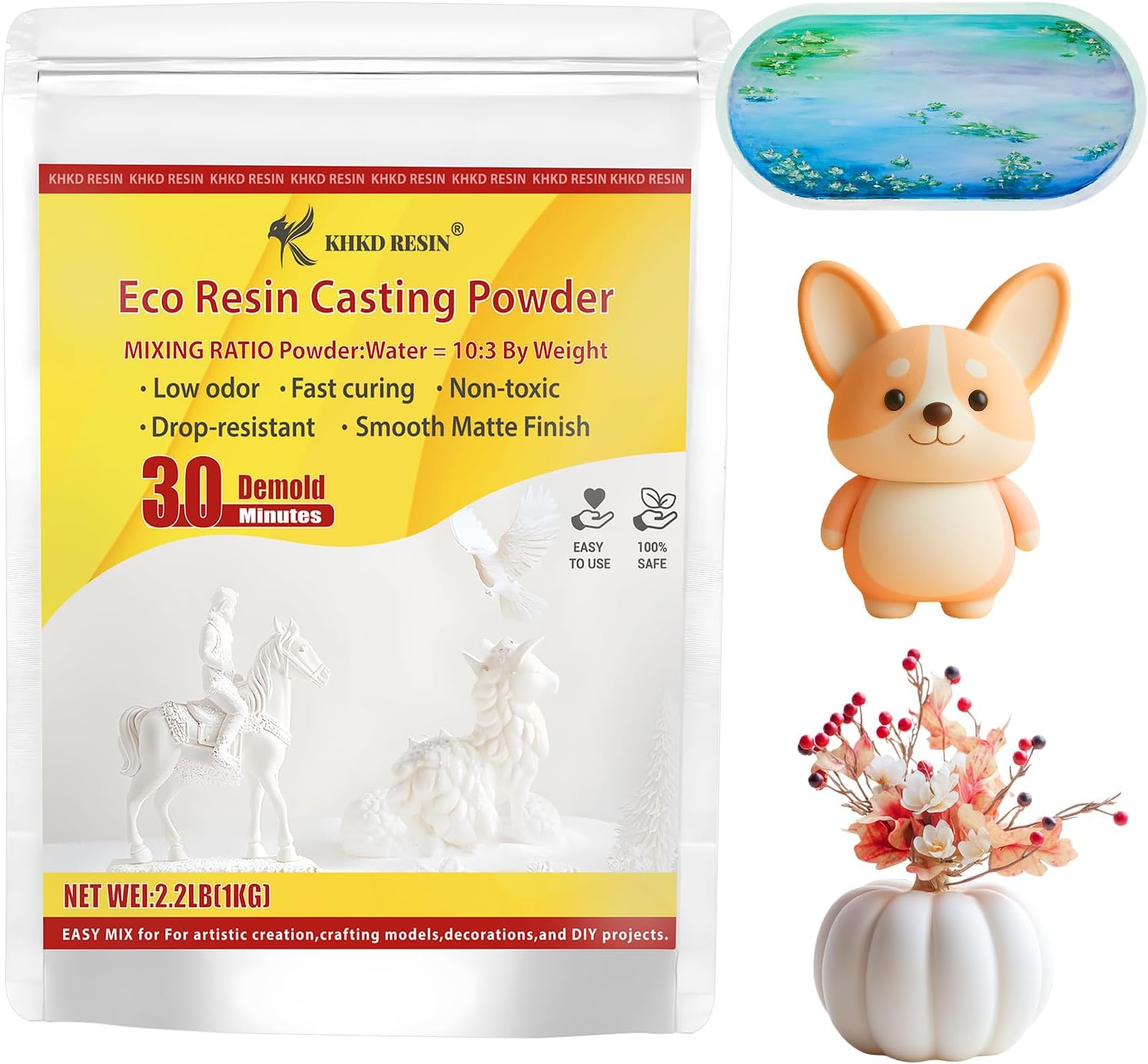 KHKD Resin Casting Powder – Fine Plaster for Mold Making &amp; DIY Crafts