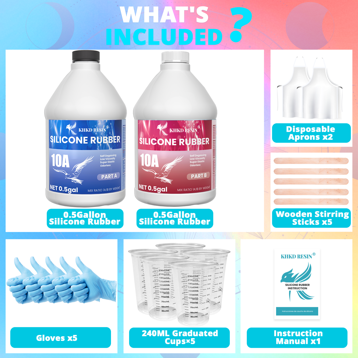 KHKD Resin Silicone Rubber for Mold Making – 10A Medium