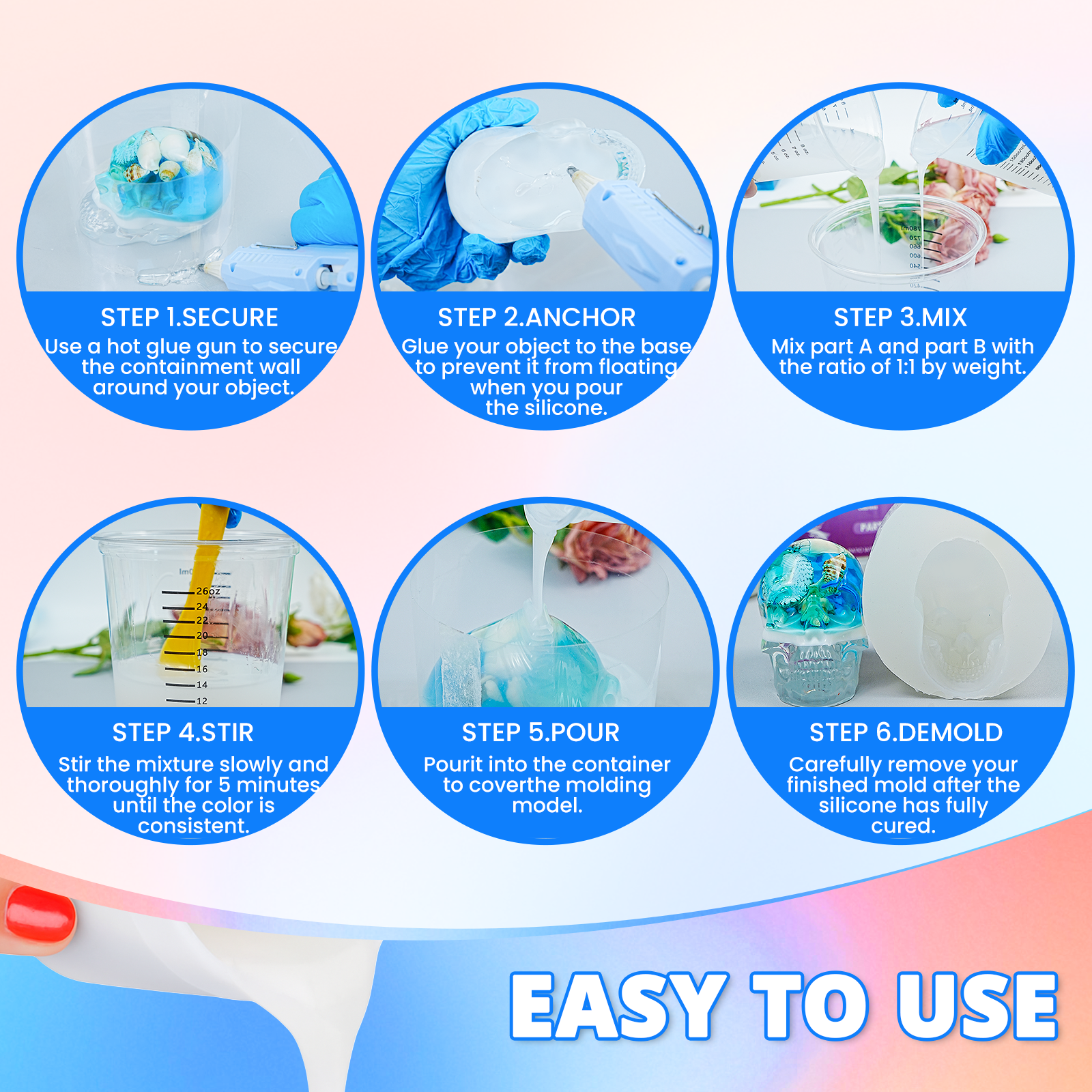 KHKD Resin Silicone Rubber for Mold Making – 15A Firm