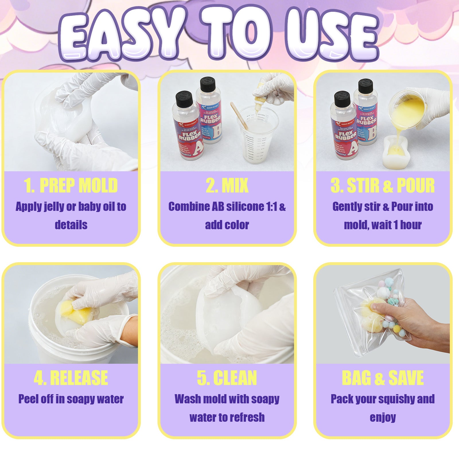 4 Cute Animals Taba Squishy Making All-in-one Kit