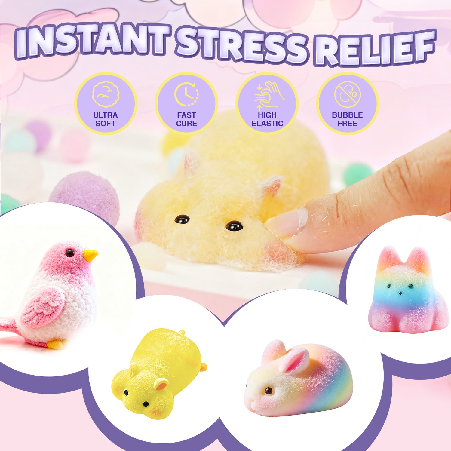 4 Cute Animals Taba Squishy Making All-in-one Kit